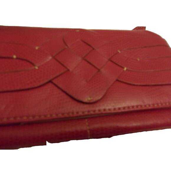 Rolfs Red Leather Clutch Wallet  7.25 X 4.25 Vintage - Picture 2 of 5
